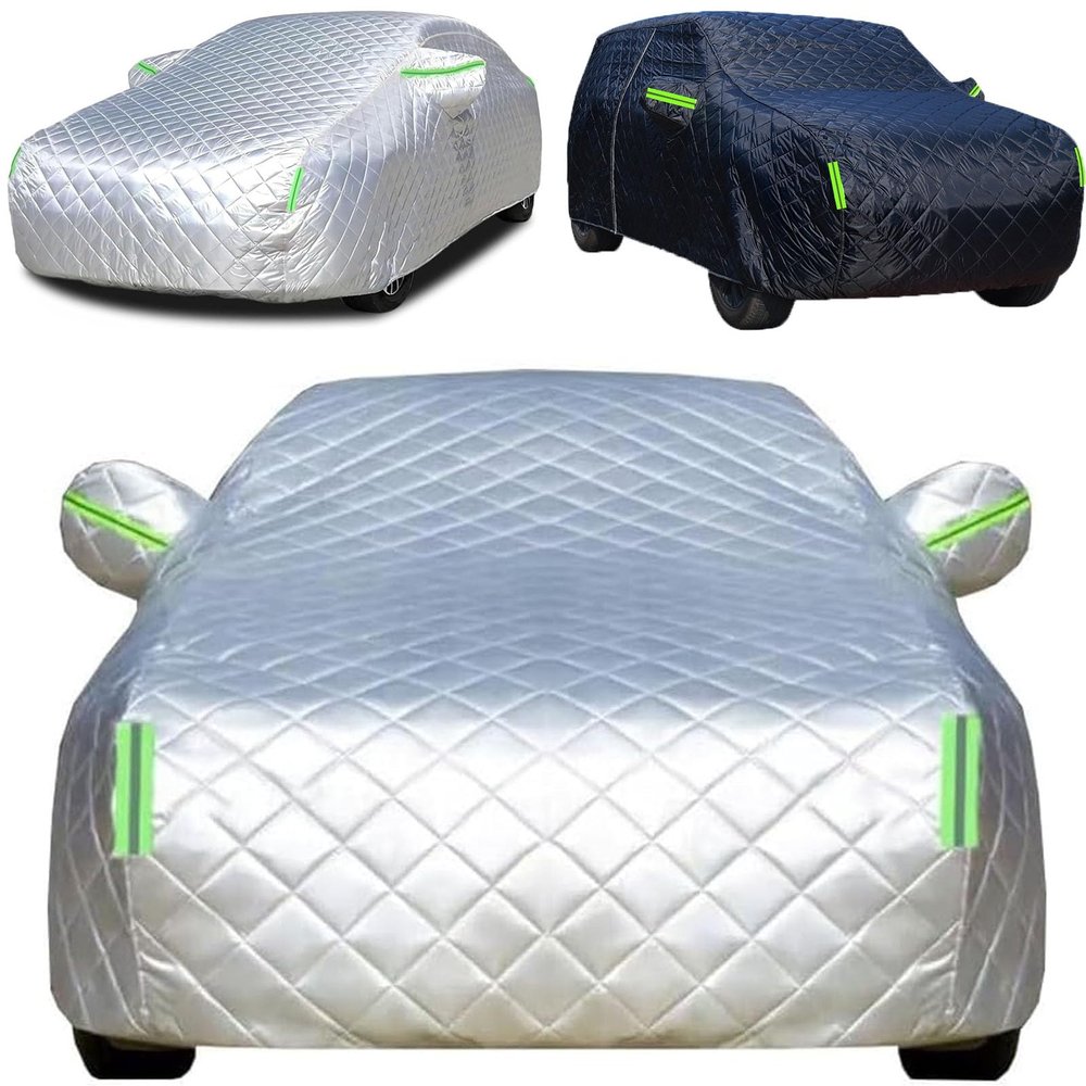 Hail Protector Car Cover, Anti-Hail Car Cover 5-Layer Heavy Duty Outdoor Thickened Sun Rain Snow Dust Protection with Reflective Strips & Zipper Door Fits SUV (Silver,(Length 157"171"))