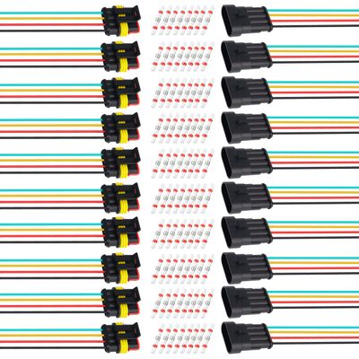 TMH 20Pcs 4 Pin Electrical Connector Male and Female, 10cm. 22 AWG Waterproof Wire Connectors 4 Way with Heat Shrink Tubing for Car Truck Boat Wire Connection