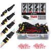 TMH 1/2/3/4 Pin Wire Connector 22 AWG Waterproof Electrical Male and Female, 10 cm. Wire Connectors 1-4 Way with Heat Shrink Tubing for Car Truck Boat Wire Connection (26PCS) view 1