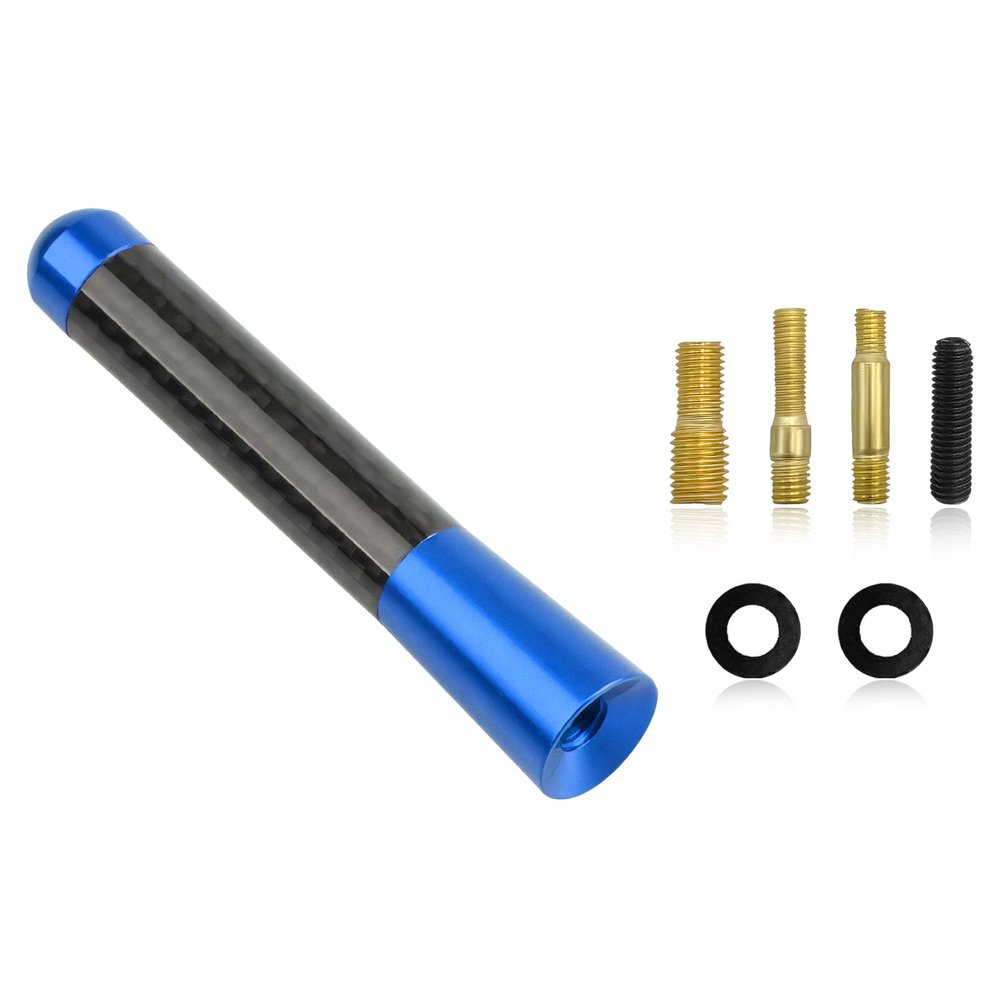 JNXIJ Car Short Antenna, 3.14 Inch Aluminum Alloy Antenna with Screws & Gaskets, Roof Mounted Carbon Fiber Radio Antennas Mast Replacement for Most Vehicles, Car Accessories (Blue)