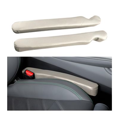 Sandfren Car Seat Gap Filler, 2PCS Soft Foam Leather Vehicle Seat Crevice Blocker Stop Things from Dropping, Automotive No Drop Plug Guard Gap Stopper, Universal for Truck SUV RV (White)