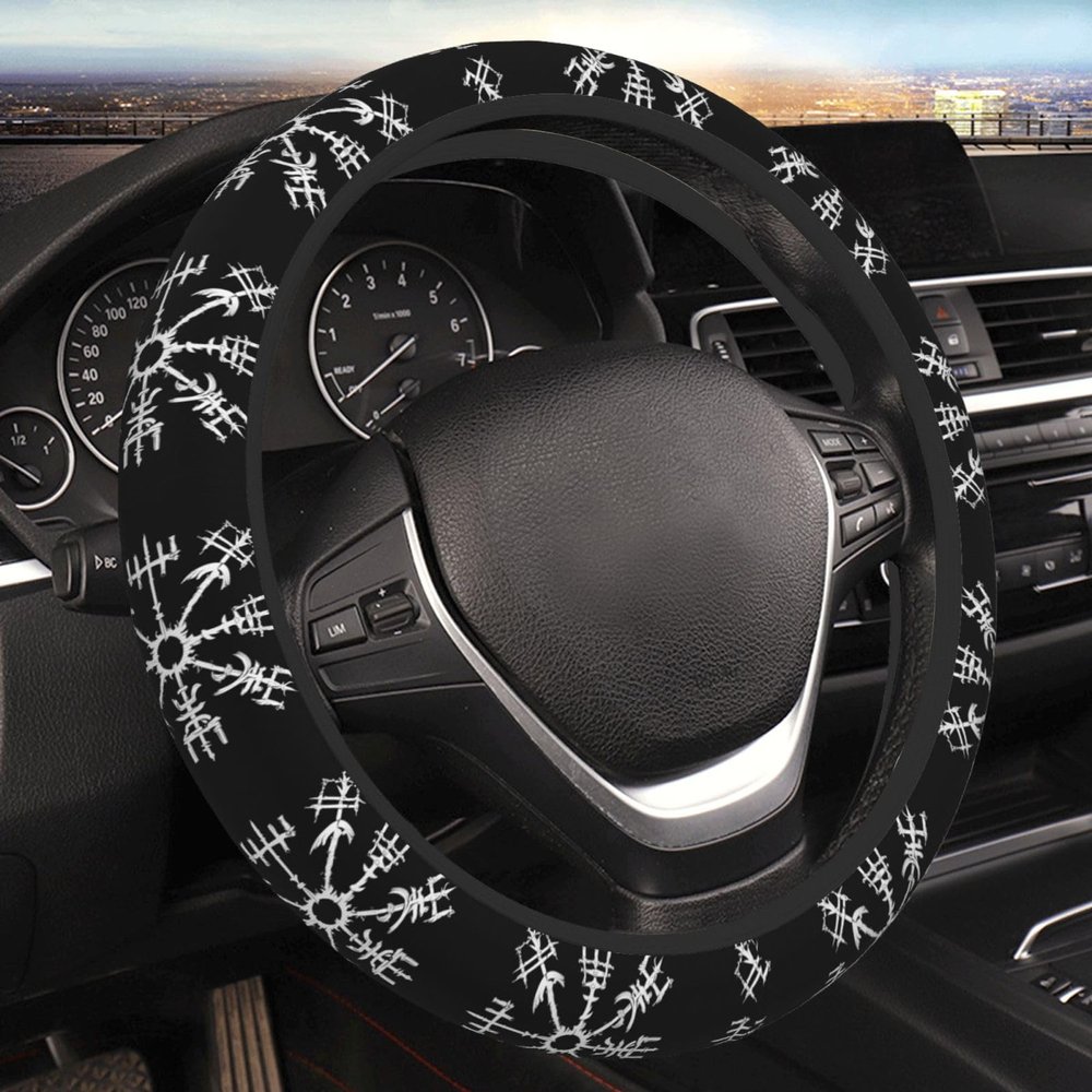 Viking Norse Mythology Magic Rune Car Steering Wheel Cover Neoprene Interior Protection Accessories Decor Universal 15 Inch