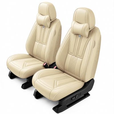 FZWX Upgraded Car seat Covers for Toyota Corolla 2007-2026, Anti-Scratch Anti-Slip Car Seat Cover Protector, Compatible Airbag Vehicle Seat Cover with Pillows (Luxury 2 Seats, Beige)