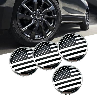 Zigeiya 4 PCS USA Flag Wheel Center Cap Covers, 3.27 inches / 83MM Rim Hub Caps, OEM #22837060 9596403 88963143 23480948 19333202 20942033 19301593, Compatible with GMC (Black)