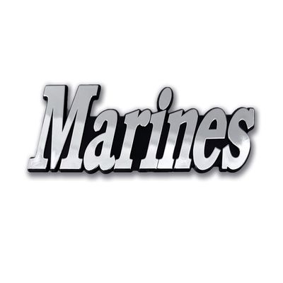NJECT Officially Licensed United States Marines Plastic Chrome Color Emblem for Cars, Trucks, and All Auto | Universal Fit at 5.3 x 1.7 | Weatherproof