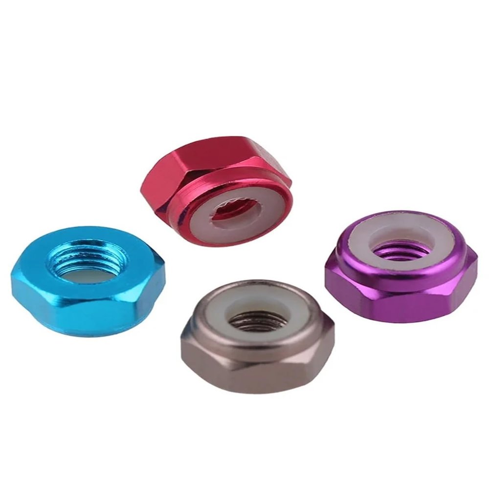 Zkensh-Bolts M2 M3 M4 M5 Multiple Colors Nylon-Insert Locknuts Alloy Hexagon Hex Nut, Widely Used(5pcs,M3 Red Wine)