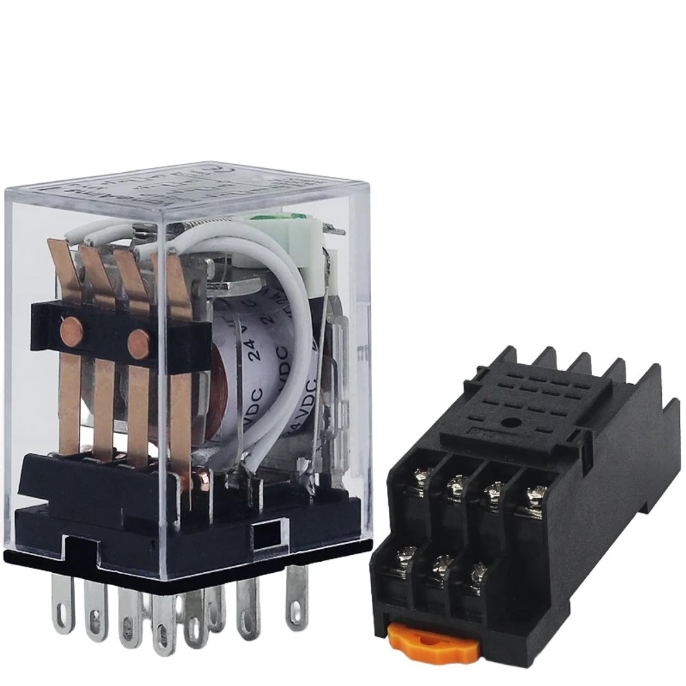Relay MY4P HH54P MY4NJ Coil General DPDT Micro Mini Electromagnetic Relay Switch with Socket Base LED 12V AC