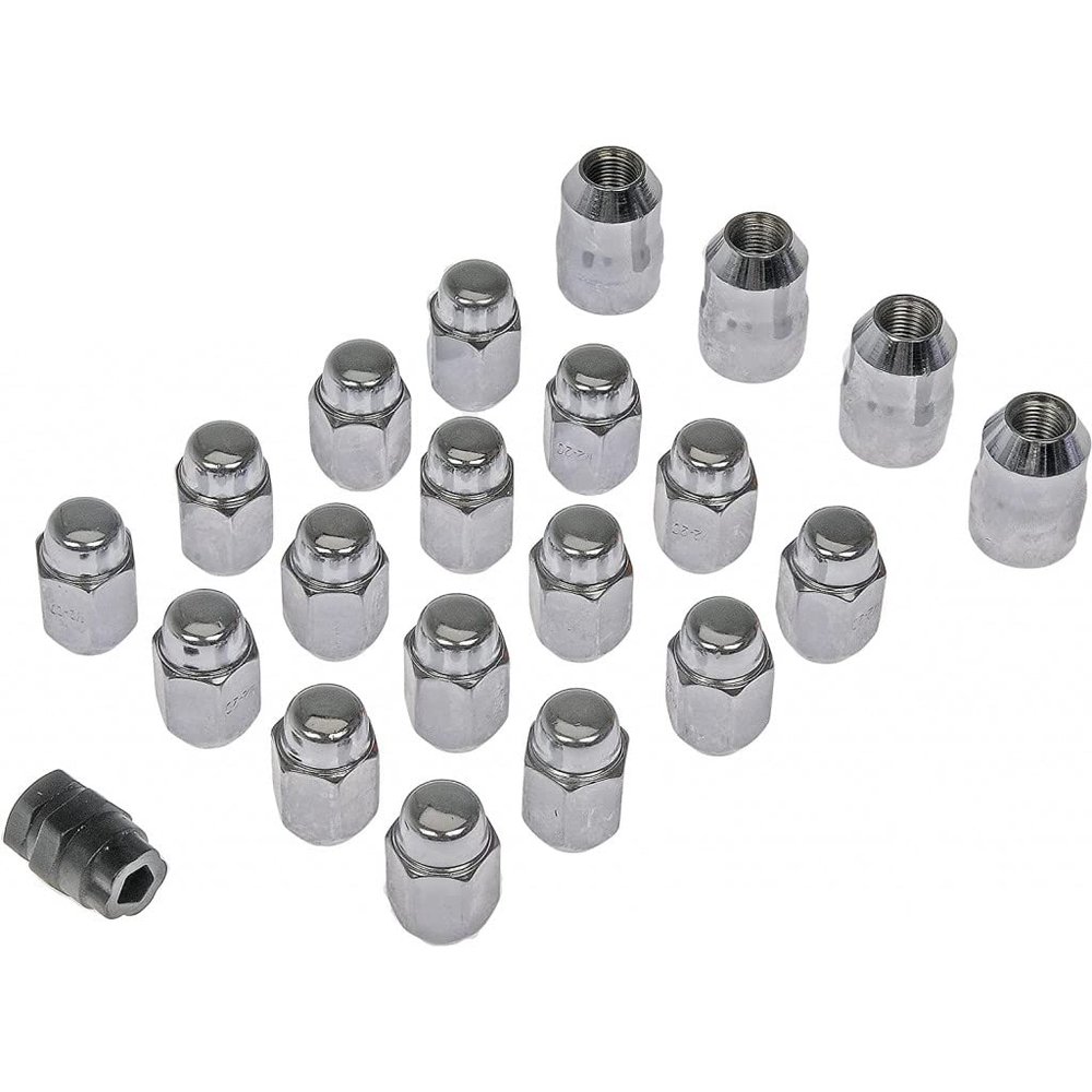 KarParts360 for Ford Mustang 1990-2014 Wheel Lock Set | Steel | Chrome | 5 Bolt Grade | Acorn Nut Head | Internal Lock Design | Conical Seat - 60 Degree