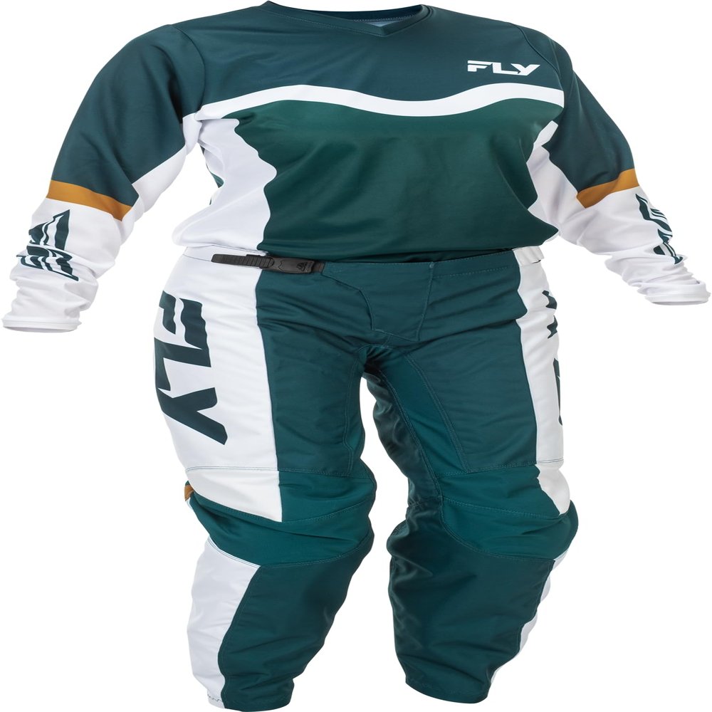 Fly Racing Women's F-16 Moto Gear Set - Pant and Jersey Combo (Teal/White/Gold, Women's 2X-Large Jersey/Size 13/14 Pant)
