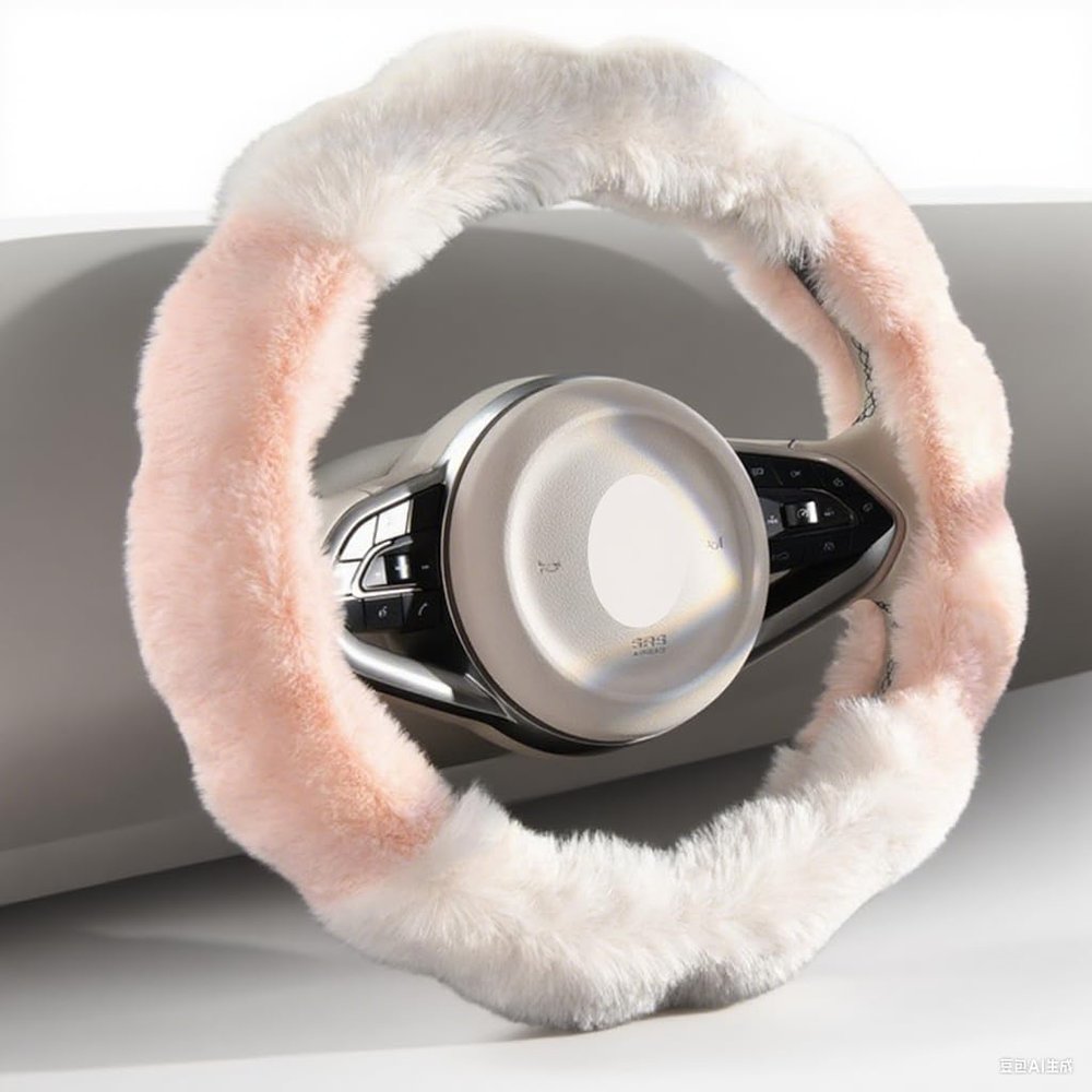 Evankin Fluffy Car Steering Wheel Cover-Universal,Soft Plush Protector 14-14.5 inch Wheels Cute&Girly Design for Women Anti-Slip Comfortable Luxurious.
