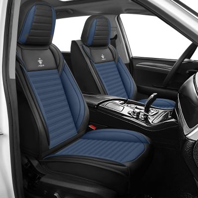 ARTIBY Standard Seat Covers for Toyota Yaris 2007-2025, Breathable Leather Car Seat Protectors, Front Bucket Seat Cover, Waterproof Auto Accessories (Black Blue)