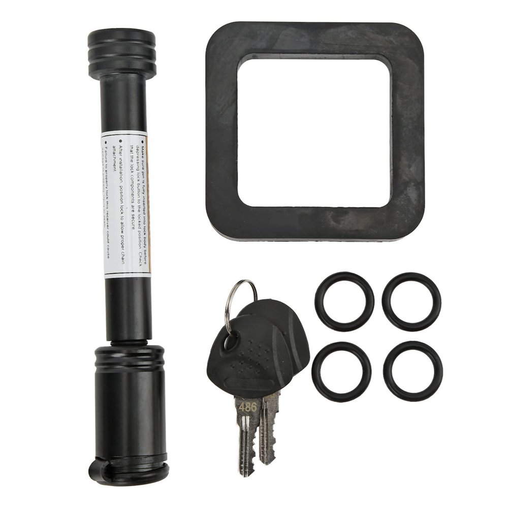 5/8in Trailer Hitch Receiver Pin Lock with 2in Silencer Pad Tubular Keys O Rings for Car Truck Hitch Ball Carrier