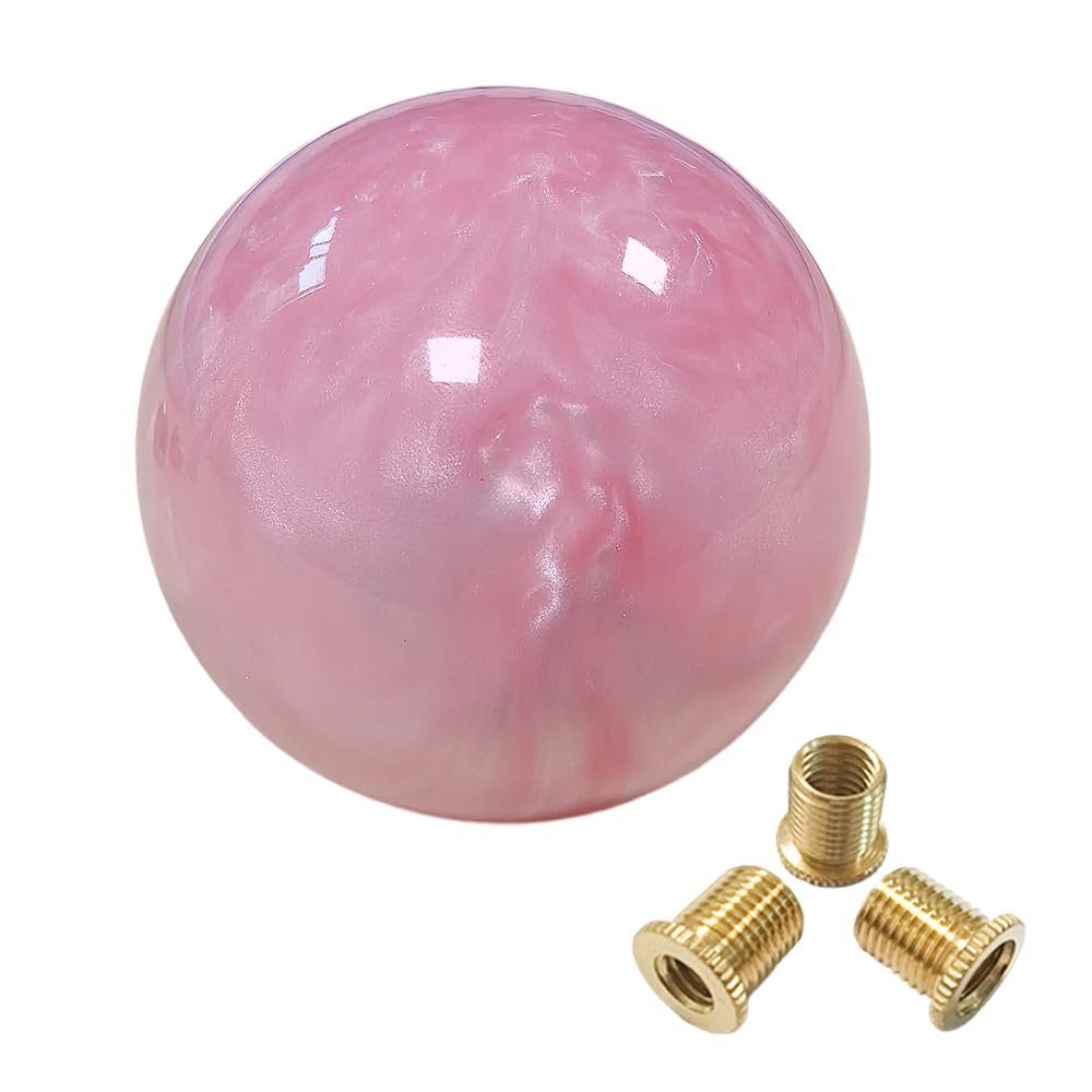 ZXFRC Marble Style Round Ball Gear Shift Knob3Adapters(Cherry Blossom Pink)