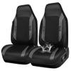 CAR PASS High Back Car Seat Cover Two Front Seats, Sporty Carbon Fiber 3D Waterproof Oxford Luxury Leather All Weather Bucket Seat Cover, Airbag Compatible Universal Fit Car Suv Sedan Truck Black Gray view 1