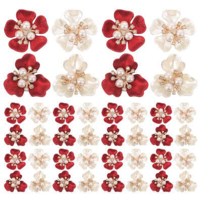GLEAVI 40 Pcs Flower Car Vent Clip Faux Pearl and Rhinestone Perfume Diffuser Cute Universal Car Interior Accessories for Dashboard