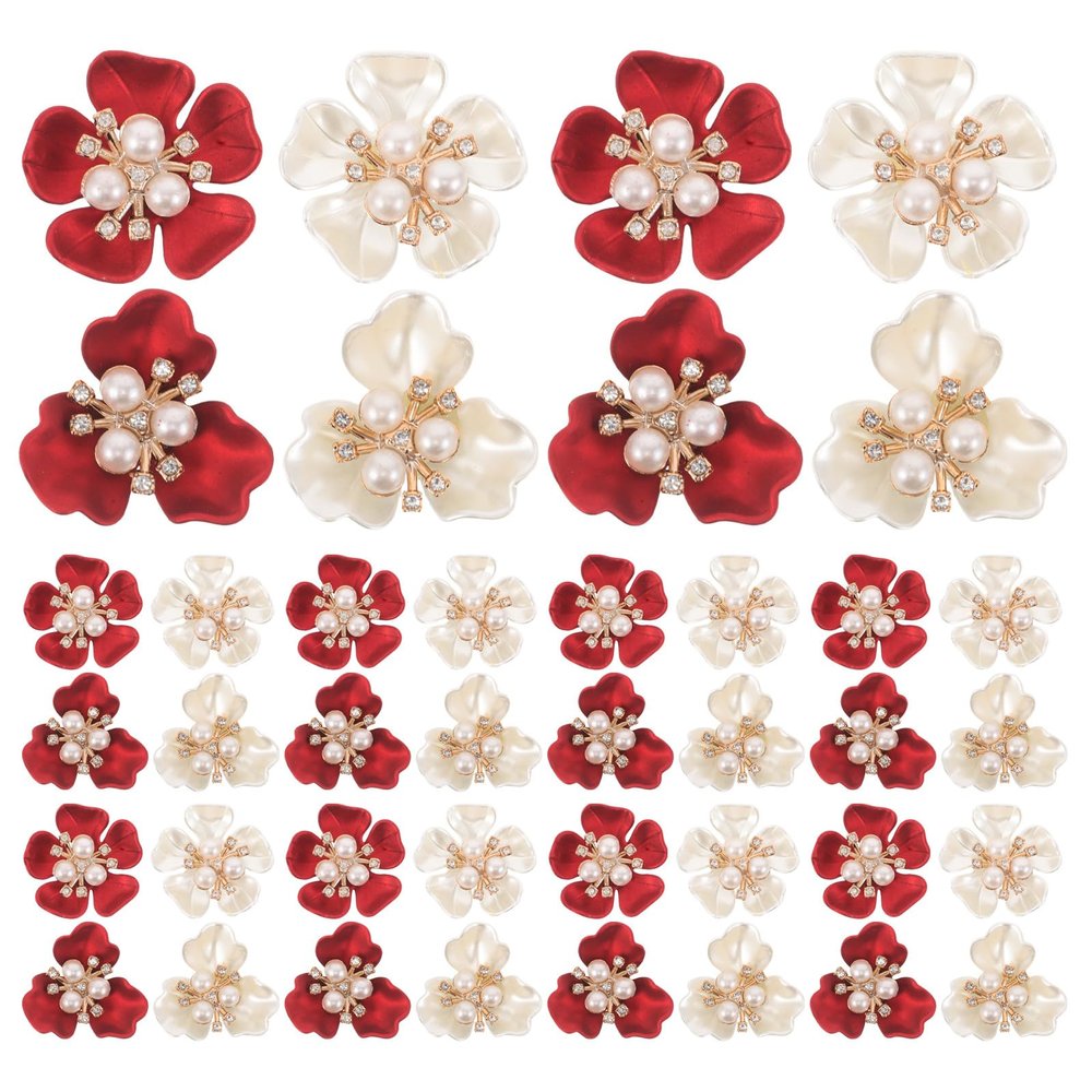 GLEAVI 40 Pcs Flower Car Vent Clip Faux Pearl and Rhinestone Perfume Diffuser Cute Universal Car Interior Accessories for Dashboard