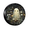 Wildflowers Cute Ghost Spare Tire Cover, Halloween Waterproof Wheel Protector CoversUniversal Fit for Rv Suvs Trucks Trailers Camper Fall,15 inch view 1