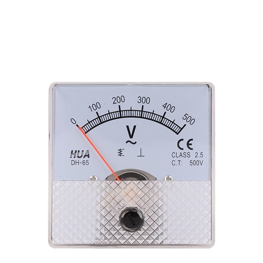 DH-65 Square AC Analog Voltmeter 5V10V15V20V30V50V100V150V200V250V300V400V450V500V600V Voltage Meter(100V_65X65MM)