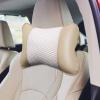 HouseVibe Car Neck Pillow Headrest Cushion Universal Head and Neck Support for Driving Vehicles PU Leather Mesh 9.80x6.93x3.78inch- Beige view 2