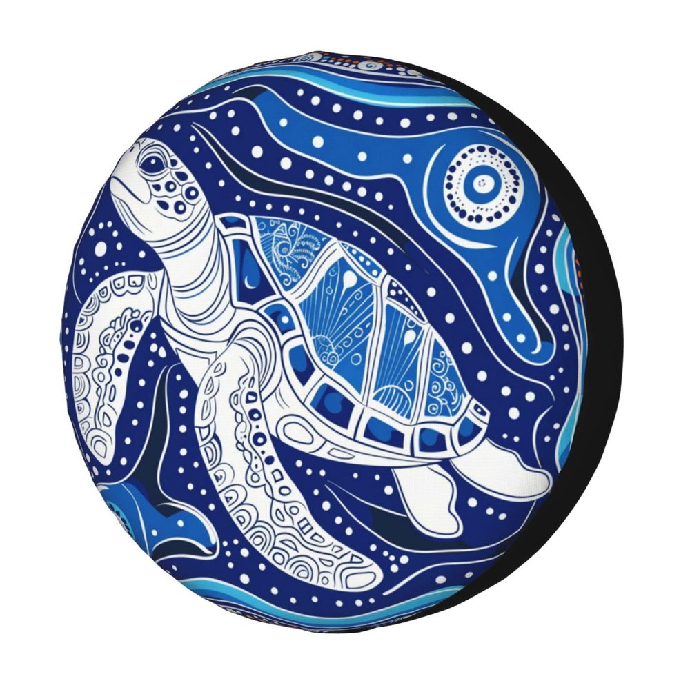 Foruidea White Turtle Template Pattern Spare Tire Cover Dust-Proof Wheel Tire Cover Fit Trailer, RV, SUV and Many Vehicle 14 Inch