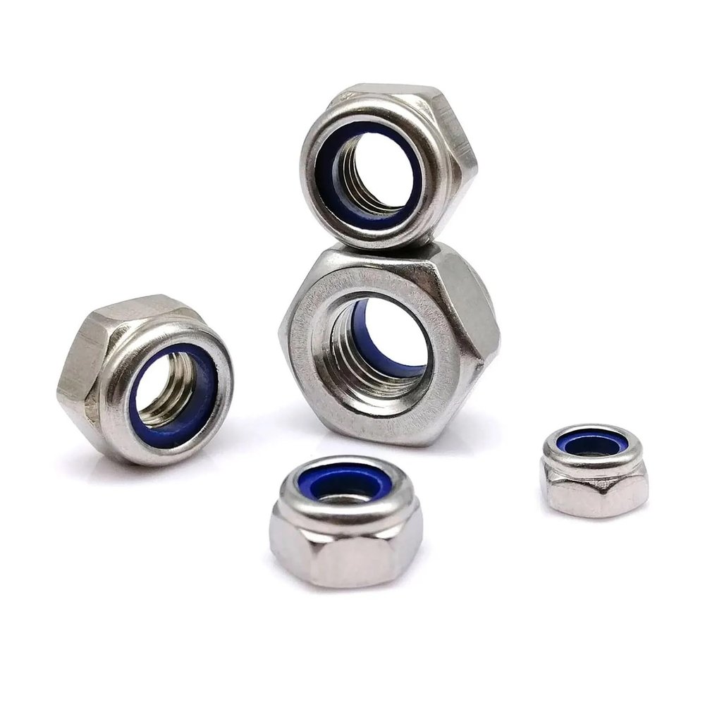 XAOLIUZi 10-100pcs M2 M2.5 M3 M3.5 M4 M5 M6 M8 M10 M12 M16 Hex Hexagon Nylon Insert Self Lock Nut Nylock Nut Locknut A2 304 Stainless Steel DIN985(100pcs M3)