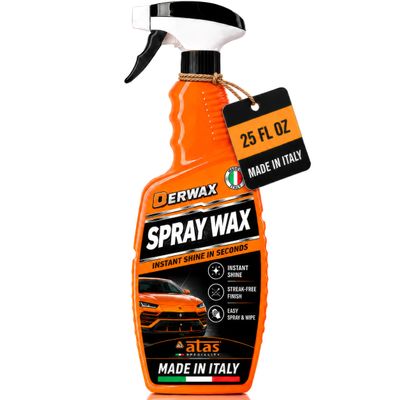 Spray Wax for Cars Instant Mirror Shine & Streak-Free Finish Premium Italian Formula, Easy Wipe-On Car Wax Spray for Deep Gloss, Slick Surface & Protection on Paint, Plastic & Trim 25 Oz