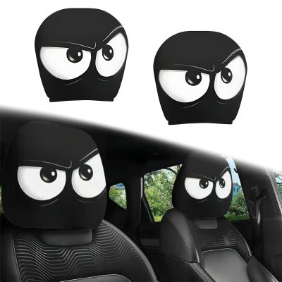 2PCS Funny Cartoon Car Headrest Covers, Cute Funny Cartoon Eyes Car Seat Head Rest Protector for Auto Front Seat Rest Decoration (B-1 Pair)