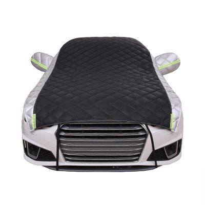 Hail Car Half Cover, for Mercedes-Benz SL R129, Heavy Duty Half Car Cover Hail Blankets Waterproof Outdoor Rain Snow, Silver Black
