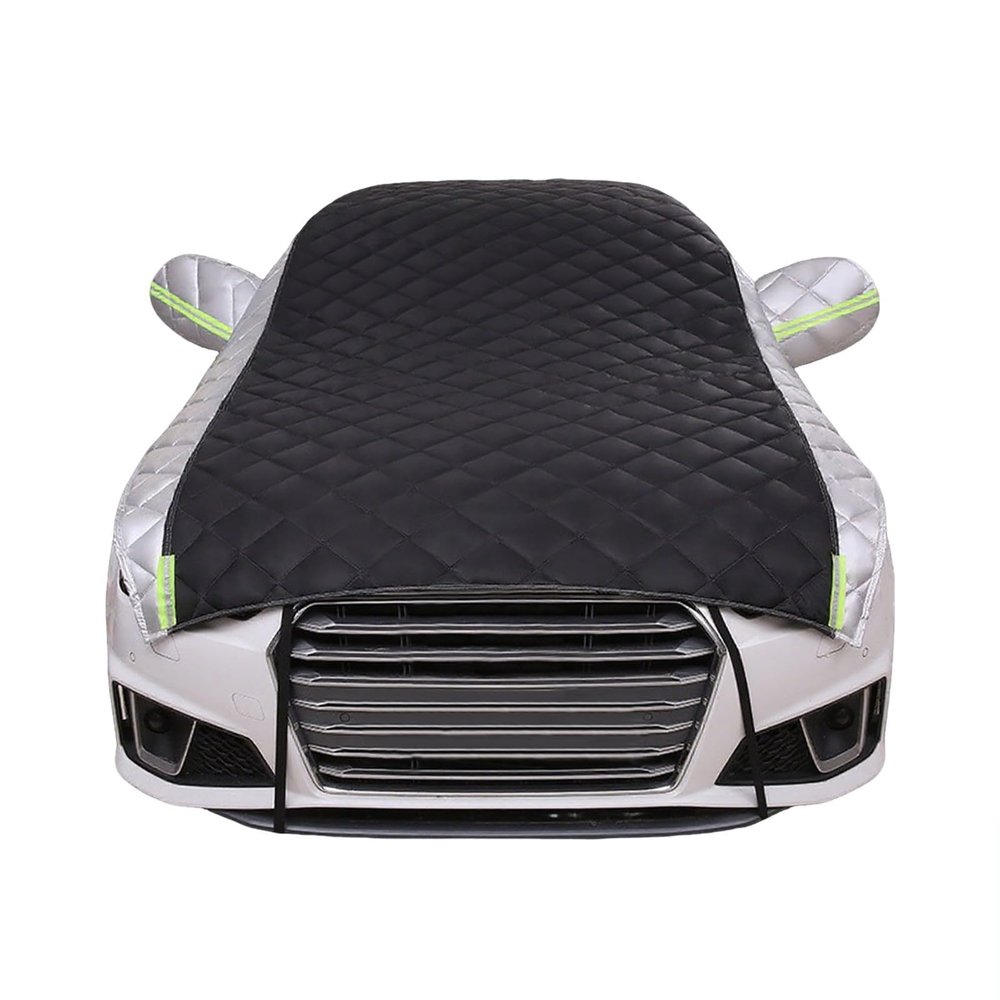 Hail Car Half Cover, for Mercedes-Benz SL R129, Heavy Duty Half Car Cover Hail Blankets Waterproof Outdoor Rain Snow, Silver Black