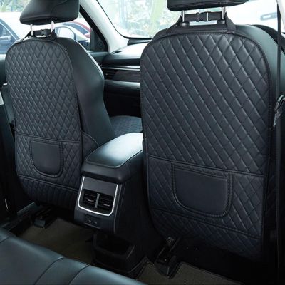 ZGQZGQ Car Seat Back Protectors for Jeep Compass 2006-2021 2022 2023 2024 2025 MK MP, 2 Pcs Car Seat Kick Mat, Leather Backseat Kick Guard Seat Saver with Organiser Pocket,A-Black-2pcs