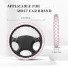 Steering Wheel Cover Pink Check Bow Pattern Elastic Neoprene, Anti-Slip Universal Fit 14.5-15 Inch, Car Accessories Interior Decoration Wheel Protector for Cars, SUVs, Trucks view 4