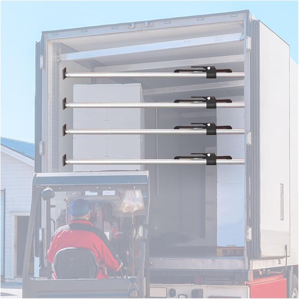 Heavy-Duty Ratcheting Cargo Bar Non-Slip Truck Bed Divider Bars, Cargo Bar/Truck Bed Bar Adjustable, Stable Load Lock for Vans SUVs Trailers(Silver-4pcs,Adjustable 183-221cm)