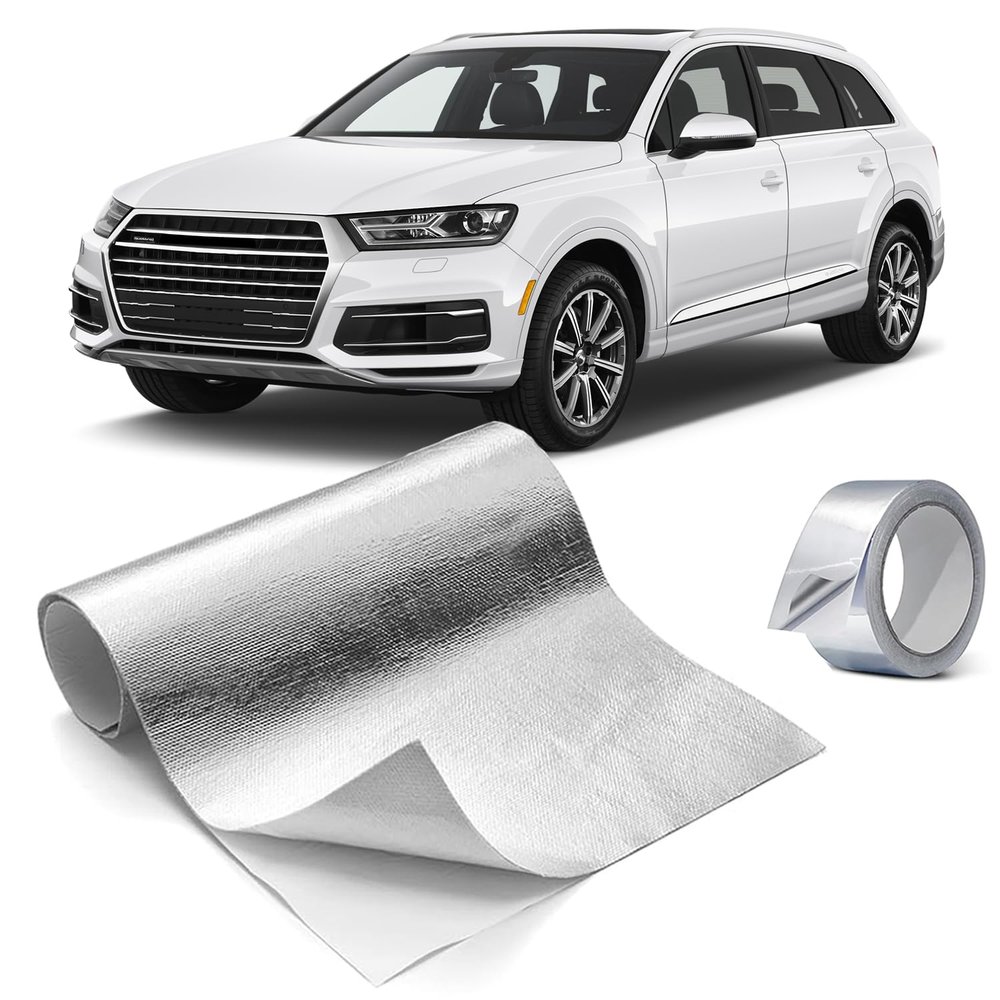 Automotive Heat Shield Mat Cover Protection 24" x 24", Fiberglass Reflect Insulation with Aluminum Foil Tape Heat Insulation Mat for Car Engine Exhaust Firewall.