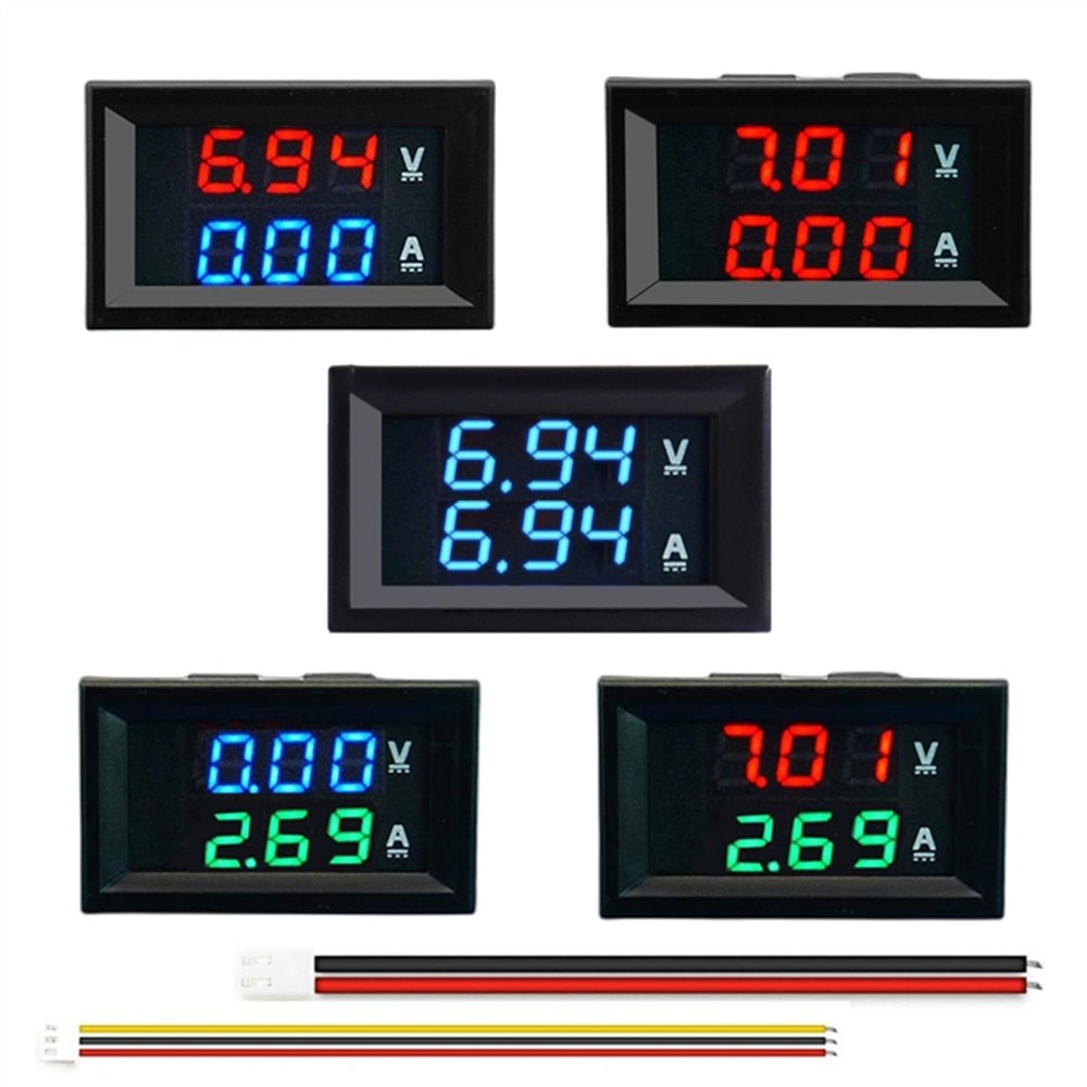 DC0-100V 10A LED Digital Voltmeter Ammeter Car Motocycle Voltage Current Meter Volt Detector Tester Monitor Panel(10A-Blue-Greem)