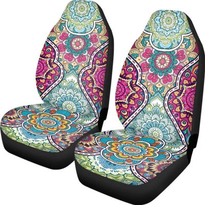 TOADDMOS Boho Florals Front Car Seat Cover Nonslip Set 2 Pcs Seat Covers Protector Car Interior Automotive Breathable Auto Interior Covers Fashion Fits Most Cars, Sedans, SUVs