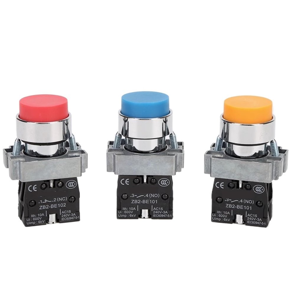 1PC High Head Button Switch XB2 Momentary Start Stop Power Button 22mm Buttons on Off(70A,1NO)