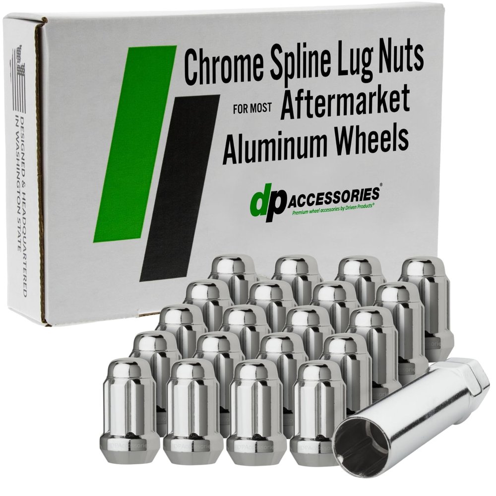 DPAccessories Lug Nuts Compatible with 2018-2024 Chevrolet Equinox | Chrome Spline Style | Aftermarket Aluminum Wheels Only | Set of 20 Wheel Nuts & 1 Tool | DCHEQU03A-CH/1