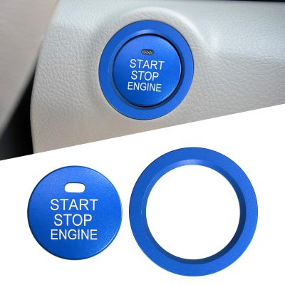 Bilisin Aluminum Engine Push Start Button Cover Trim Compatible with Toyota Camry 8th Gen 2018-2023 Ignition Button Cover Interior Accessories(Blue)