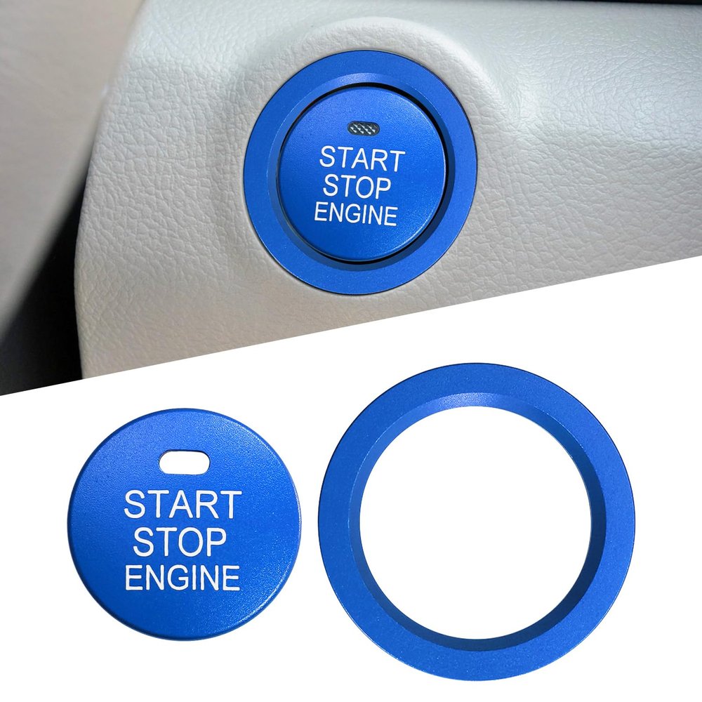 Bilisin Aluminum Engine Push Start Button Cover Trim Compatible with Toyota Camry 8th Gen 2018-2023 Ignition Button Cover Interior Accessories(Blue)