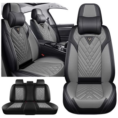 INSORIC Car Seat Covers for Chevy Equinox 2005-2025, Waterproof Nappa Leather Car Seat Protector, Comfortable and Anti-Slip Car Seat Cover&Accessories(5 Seats with Headrests/Black Gray)