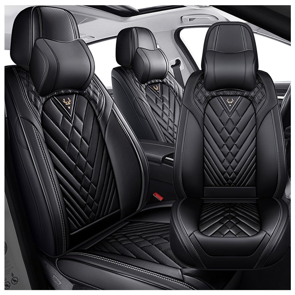 INSORIC Car Seat Covers for Chevy Impala 2000-2020, Waterproof Nappa Leather Car Seat Protector, Comfortable and Anti-Slip Car Seat Cover&Accessories(2 Seats with Headrests/Black)