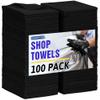 HOMERHYME Microfiber Cleaning Cloth, 100 Pack Black Cleaning Rags Microfiber Towel Bulk Absorbent Lint-Free Wash Cloths, All-Purpose Towels for Cars, Shop, Automotive, Garage, Home & Kitchen view 1