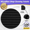 HOMERHYME Microfiber Cleaning Cloth, 100 Pack Black Cleaning Rags Microfiber Towel Bulk Absorbent Lint-Free Wash Cloths, All-Purpose Towels for Cars, Shop, Automotive, Garage, Home & Kitchen view 2