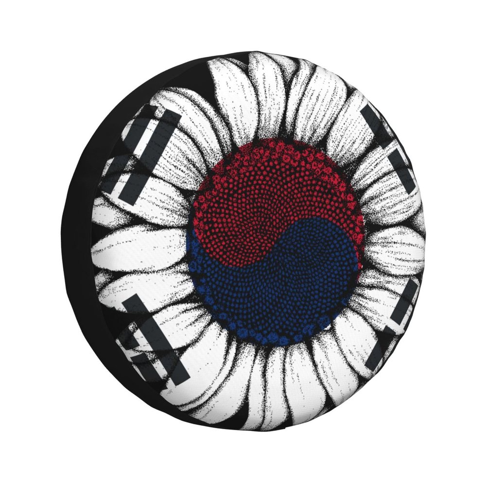Vintage Sunflower South Korea Flag Car Tire Dust Cover for Your SUV, Jeep, Rv, Trailer, Truck