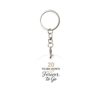 Kangweida 20 Years Down Forever To Go Couple 20th Weddings Durable Aluminum Round Keychain Stylish Useful