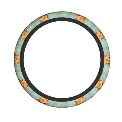 Elastic Steering Wheel Cover HYTTER Kitten Holding a Bouquet Printed Premium Neoprene Rubber, Anti-Slip, Durable, Fits Most Vehicles Including Sedans, SUVs, ATVs, and Trucks