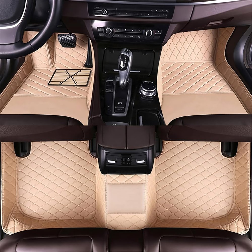 NYWXCFF Custom Car Floor Mats Compatible with Toyota RAV4,Camry,Tacoma, Corolla,Highlander etc All-Weather Protection Luxury Leather Car Mats 1999-2025 (3D Beige)