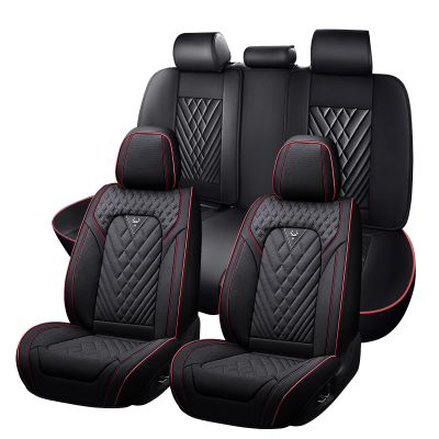Truck Seat Covers for Chevy Silverado 2500 2007-2026, Waterproof Premium Leather Full Coverage Car Seat Cover, Muscle Sport Style Auto Interior Seat Cover Sets (Full Set/Black Red)