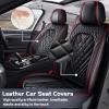 Truck Seat Covers for Chevy Silverado 2500 2007-2026, Waterproof Premium Leather Full Coverage Car Seat Cover, Muscle Sport Style Auto Interior Seat Cover Sets (Full Set/Black Red) view 2