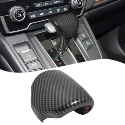 VKGUG Black Carbon Fiber Gear Shift Knob Cover Compatible with Honda CRV CR-V 2017-2022 ABS Interior Shell Insert Decoration Protector